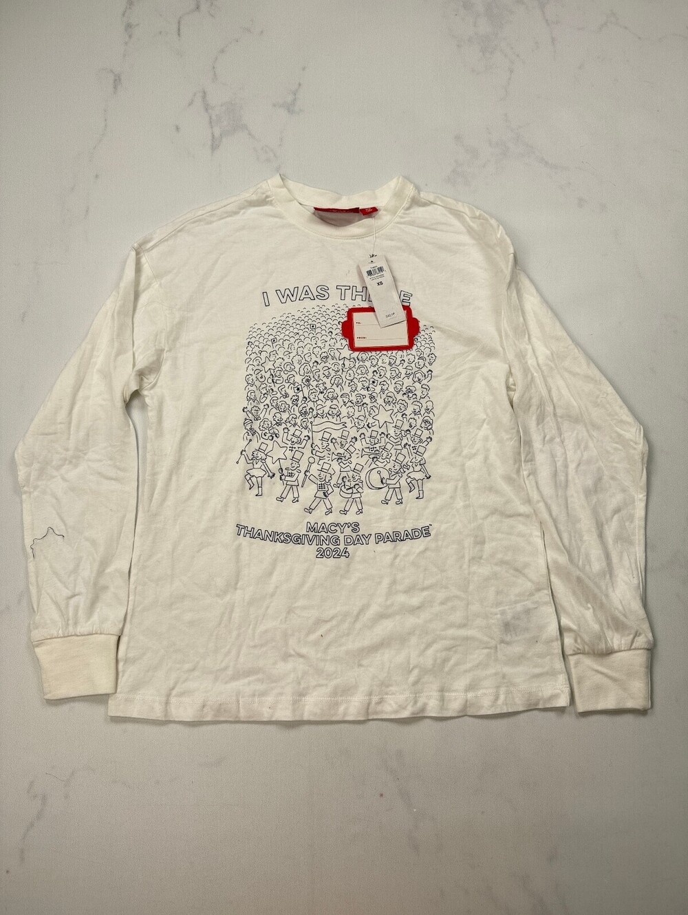 Macys Thanksgiving T-Shirt White Modern Statement Piece - Mens XS